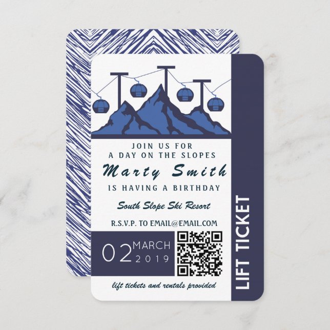 Lift Ticket Ski Invitation (Front/Back)