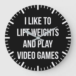 Lift Weights and Play Video Games - Gaming Workout Large Clock
