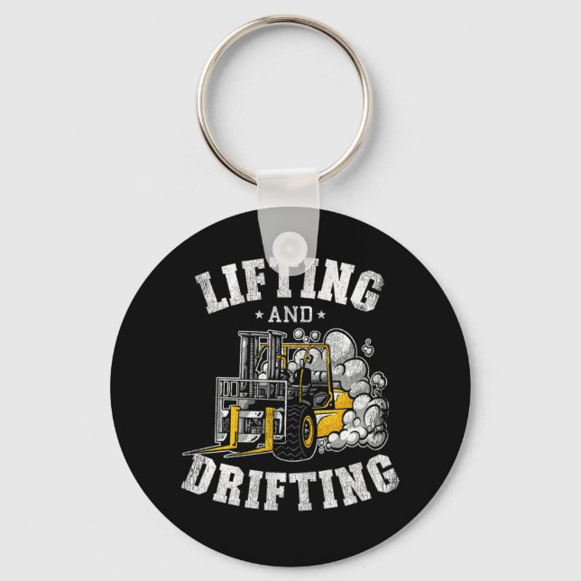 Lifting And Drifting Funny Forklift Operator Gift Keychain (Front)