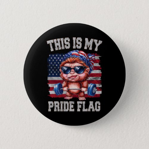 Lifting Barbell 4th Of July This Is My Pride Flag  Button