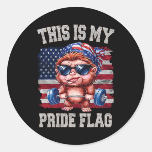 Lifting Barbell 4th Of July This Is My Pride Flag  Classic Round Sticker