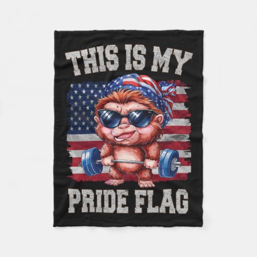 Lifting Barbell 4th Of July This Is My Pride Flag  Fleece Blanket
