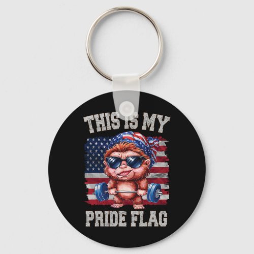 Lifting Barbell 4th Of July This Is My Pride Flag  Keychain