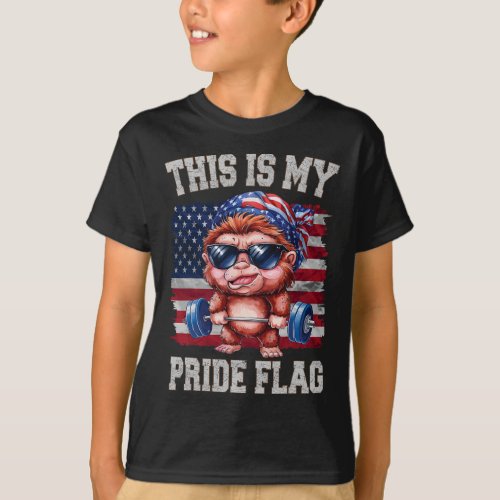 Lifting Barbell 4th Of July This Is My Pride Flag  T_Shirt