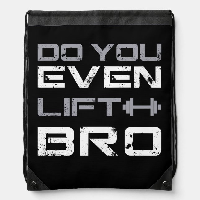 lifting bro Funny Gym Typography Drawstring Bag (Front)