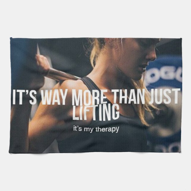 Lifting Is My Therapy - Women's Gym Workout Kitchen Towel (Horizontal)