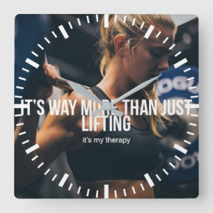 Lifting Is My Therapy - Women's Gym Workout Square Wall Clock