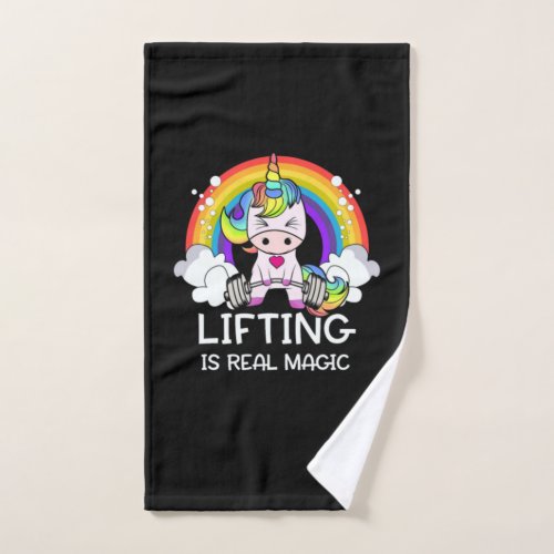Lifting Is Real Magic Unicorn Funny Gym Hand Towel