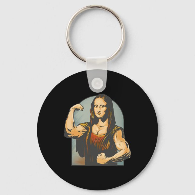 Lifting Mona Lisa Fitness Bodybuilding  Keychain (Front)