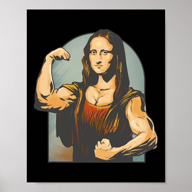 Lifting Mona Lisa Fitness Bodybuilding  Poster (Front)