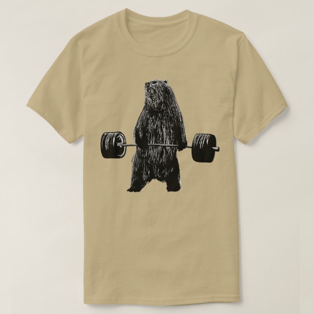 Lifting Motivation Gym Strong Grizzly Bear  T-Shirt (Design Front)