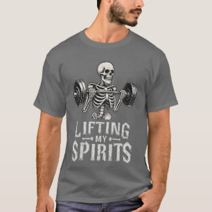 Lifting My Spirits Bodybuilding Skeleton Funny Gym T-Shirt