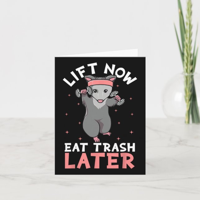 Lifting Opossum Funny Workout Gift Bodybuilding  Card (Front)