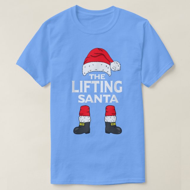 Lifting Santa Matching Family Group Christmas Funn T-Shirt (Design Front)