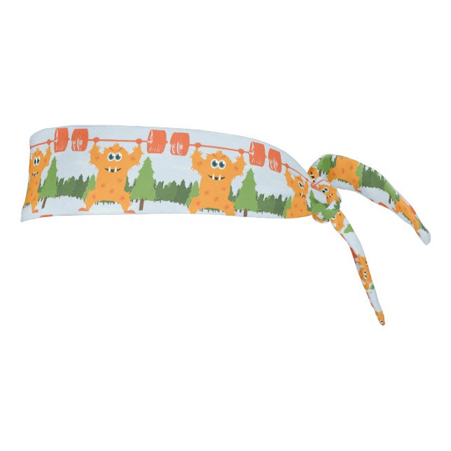 Lifting Snatch Squatch - Cartoon Monster - Gym Tie Headband (Rotate 90)