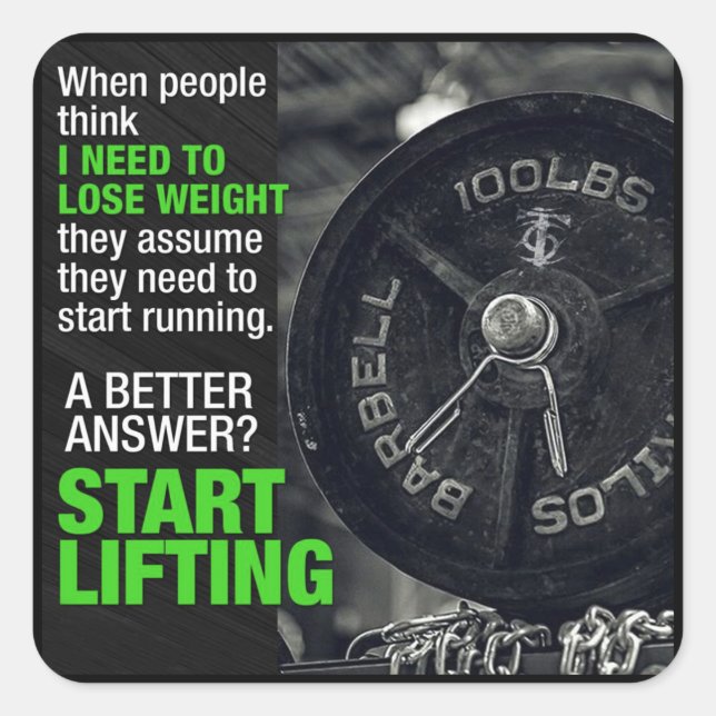 Lifting vs Running - Workout Motivational Square Sticker (Front)