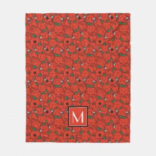 Lifting Weights Red & Green Pattern   Monogram Fleece Blanket