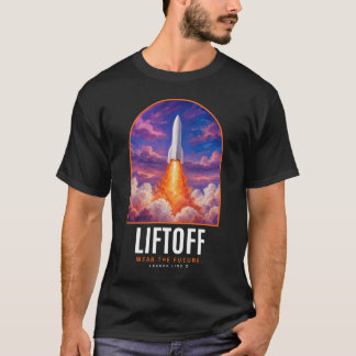 Liftoff Painted Rocket Launch Sunset Graphic T-Shirt