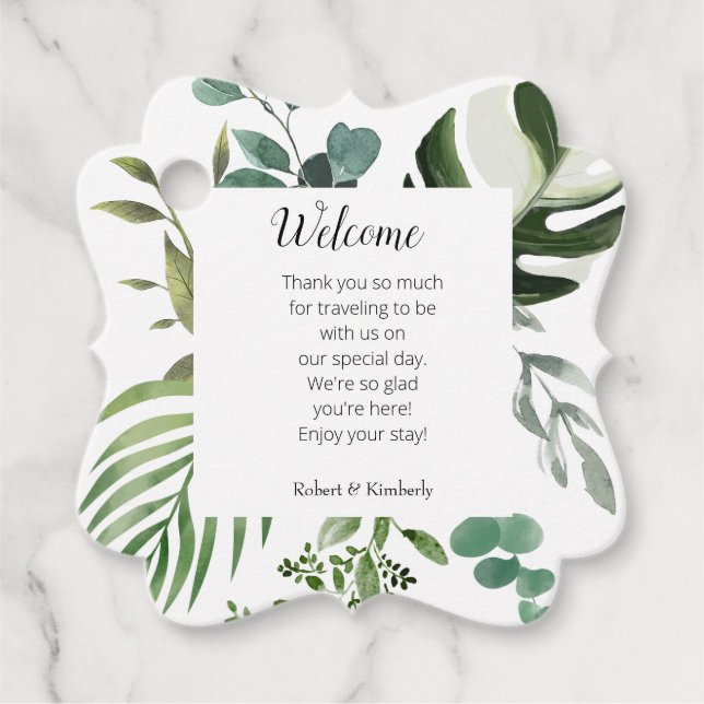LIFY Botanical Eucalyptus Leaves Wedding Favor Tags (Front)