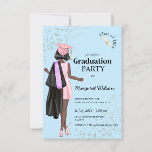 Ligh Blue Commencement College Graduation Invitation