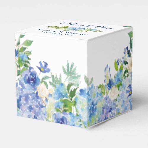 Ligh Blue Hydrangeas Greenery  Floral Gift Wedding Favor Boxes