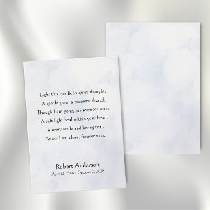 Light A Candle Poem Memorial Celebration of Life Place Card
