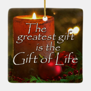 Light a Candle to Honor Donor Christmas Transplant Ceramic Ornament