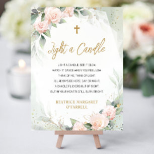 Light A Candle Watercolor Floral Funeral Memorial Foam Board