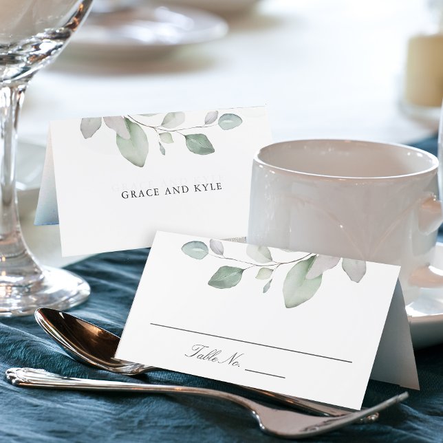 Light Airy Botanical Greenery Wedding Place Card (Creator Uploaded)
