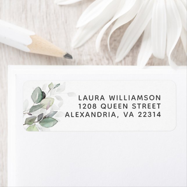 Light Airy Watercolor Botanical Greenery Label (Insitu)