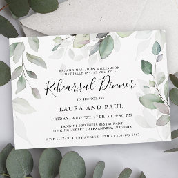 Light Airy Watercolor Botanical Rehearsal Dinner Invitation