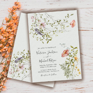 Light & airy wildflower watercolor Wedding Invitation