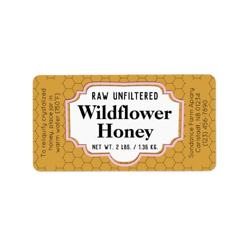 Light Amber Honeycomb Honey Jar Label