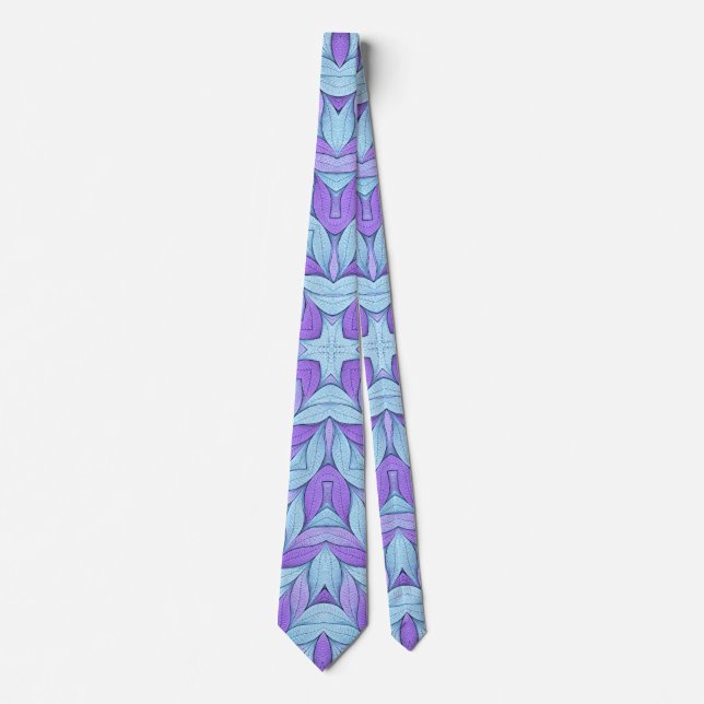 Light Amethyst and Pale Aqua Pattern Neck Tie (Front)