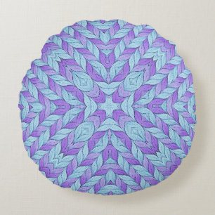 Light Amethyst and Pale Aqua Pattern Round Pillow