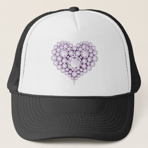 Light Amethyst Heart Gems Trucker Hat