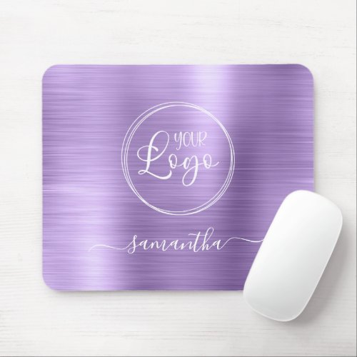 Light Amethyst Purple Faux Foil Logo Mouse Pad