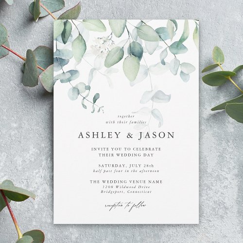 Light and Airy Eucalyptus Greenery Wedding Invitation