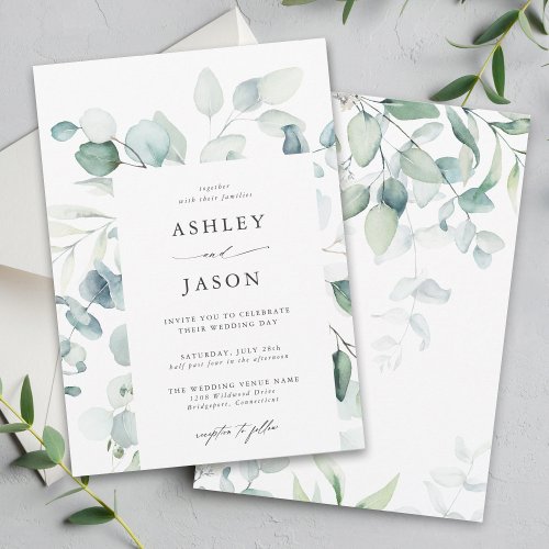 Light and Airy Eucalyptus Greenery Wedding Invitation