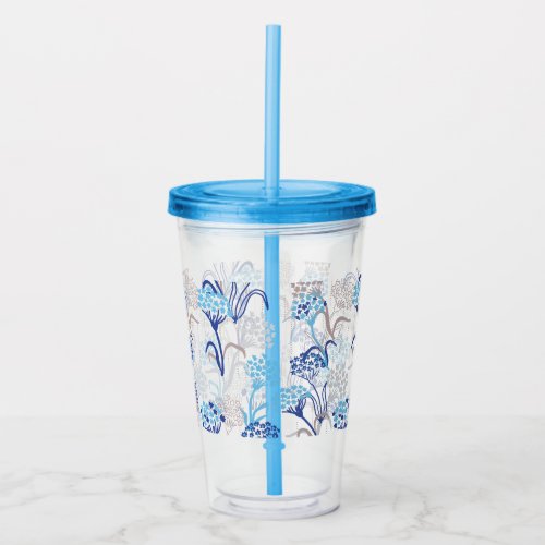 Light and Airy Hydrangea Floral Pattern Acrylic Tumbler