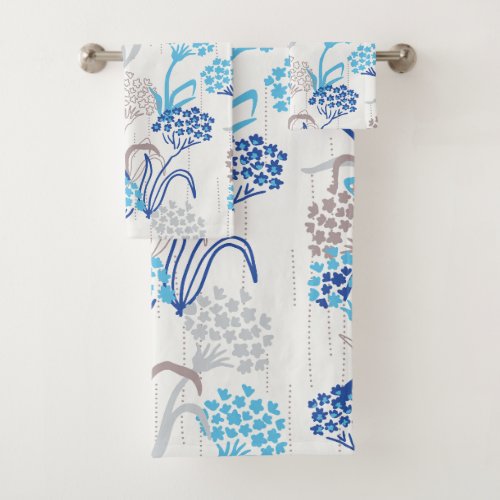Light and Airy Hydrangea Floral Pattern Bath Towel Set