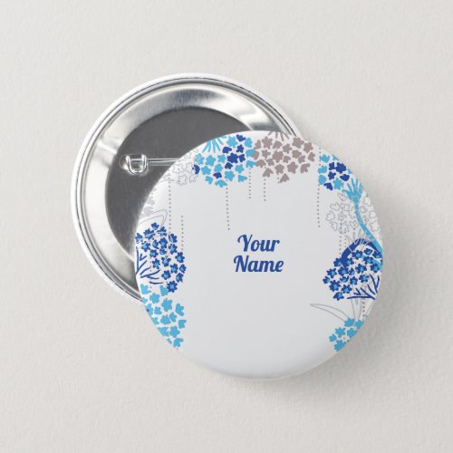 Light and Airy Hydrangea Floral Pattern Button