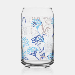 Light and Airy Hydrangea Floral Pattern Can Glass