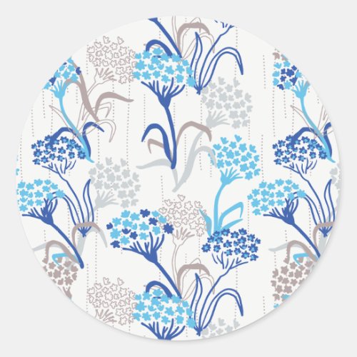 Light and Airy Hydrangea Floral Pattern Classic Round Sticker