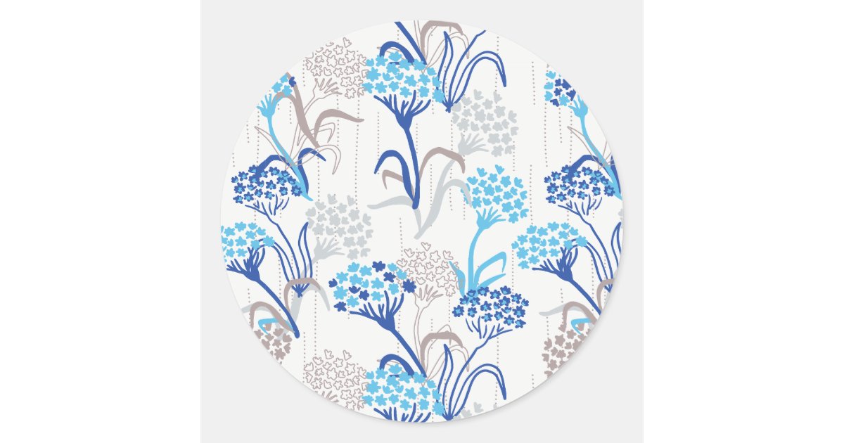 Light and Airy Hydrangea Floral Pattern Classic Round Sticker | Zazzle