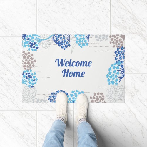 Light and Airy Hydrangea Floral Pattern Doormat