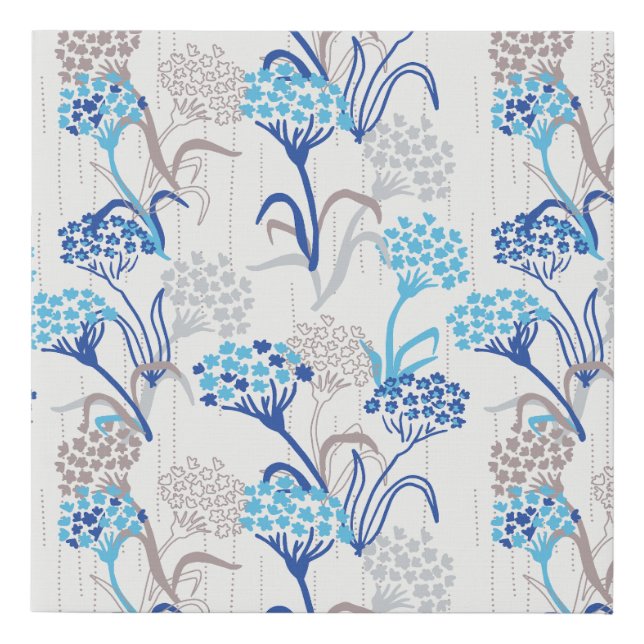 Light and Airy Hydrangea Floral Pattern Faux Canvas Print (Front)