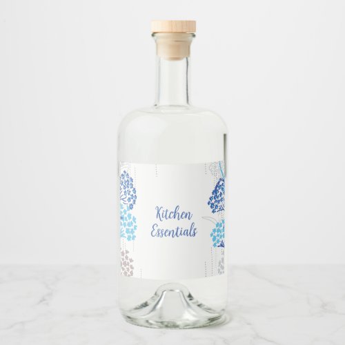 Light and Airy Hydrangea Floral Pattern Liquor Bottle Label