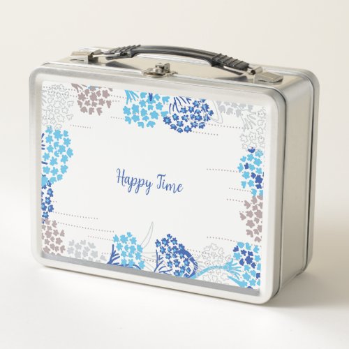 Light and Airy Hydrangea Floral Pattern Metal Lunch Box