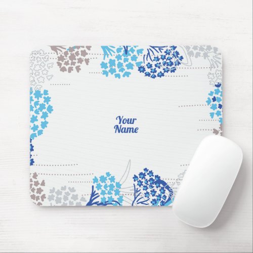 Light and Airy Hydrangea Floral Pattern Mouse Pad